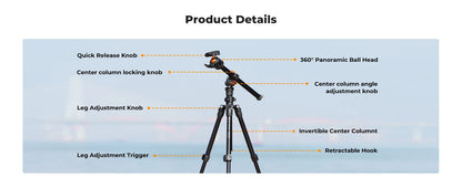K&F Concept 76.7-Inch Rotatable Multi-Angle Camera Tripod