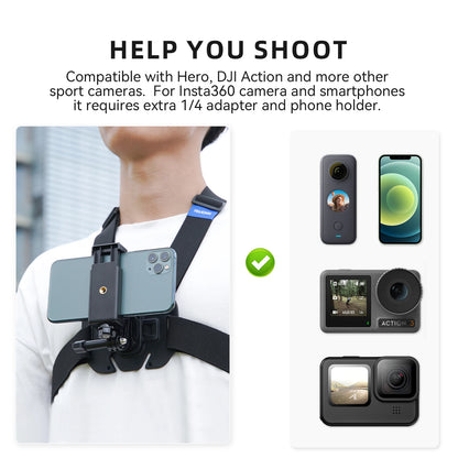 TELESIN Action Camera Chest Harness Mount
