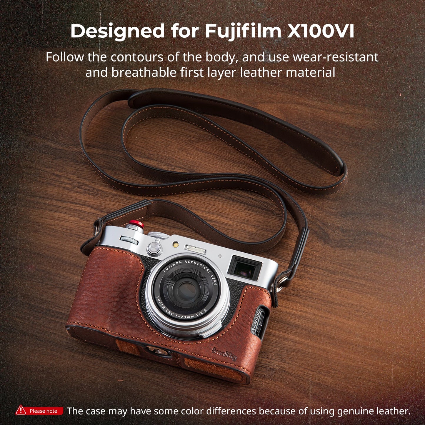 SmallRig Fujifilm X100VI Leather Half Case & Case Kit Options - Brown Half Case