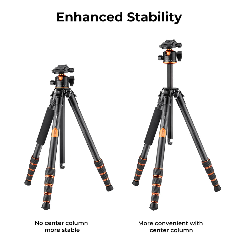 K&F A255C2 Carbon Fibre Tripod with 360 Degree Ball Head