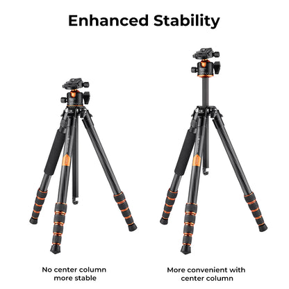 K&F A255C2 Carbon Fibre Tripod with 360 Degree Ball Head