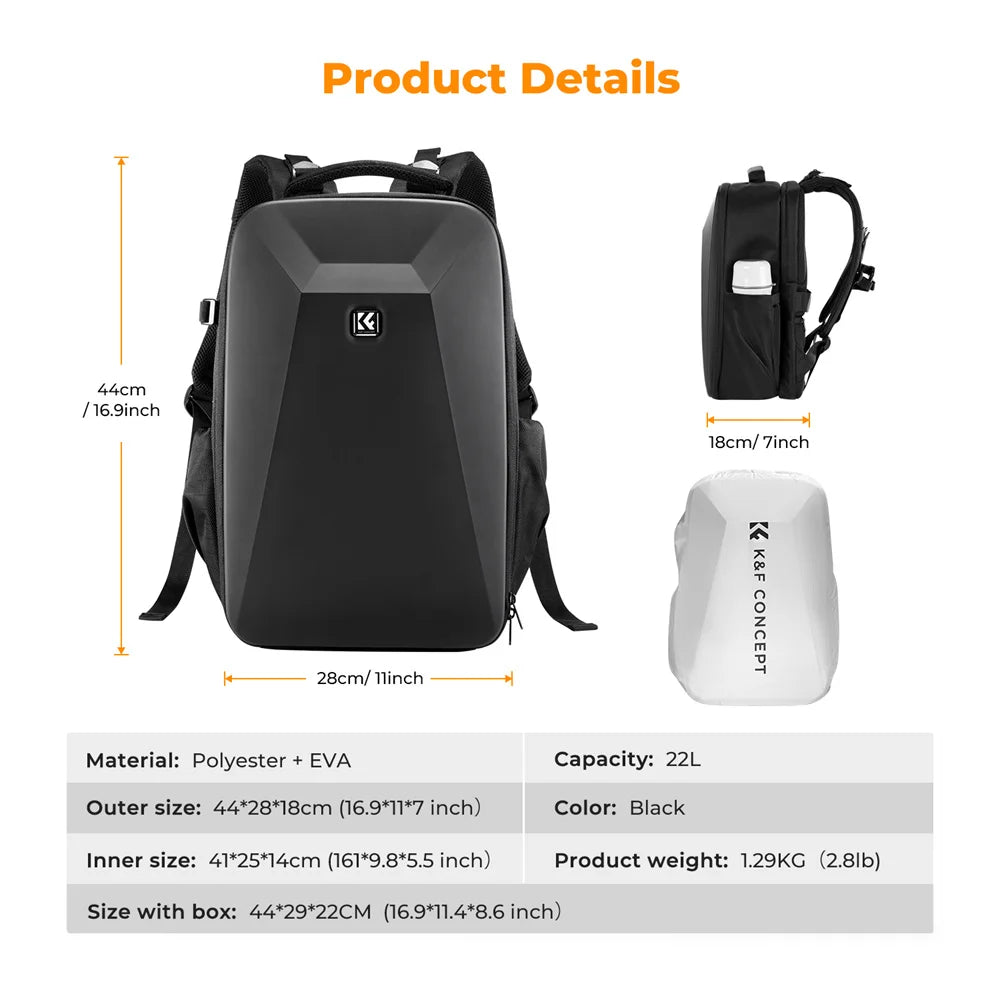 K&F Concept 22L Camera Backpack with Rain Cover - Red