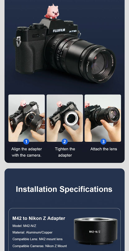 M42 Screw Lens Adapter for Mirrorless and DSLR Cameras