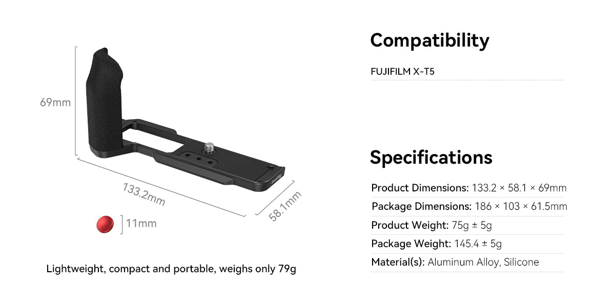 SmallRig 4260 L-Shape Grip for Fujifilm X-T5 with Shutter Button