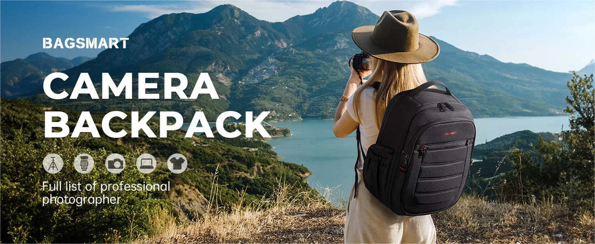 BAGSMART Expandable Camera Backpack with 15.6 Inch Laptop Compartment