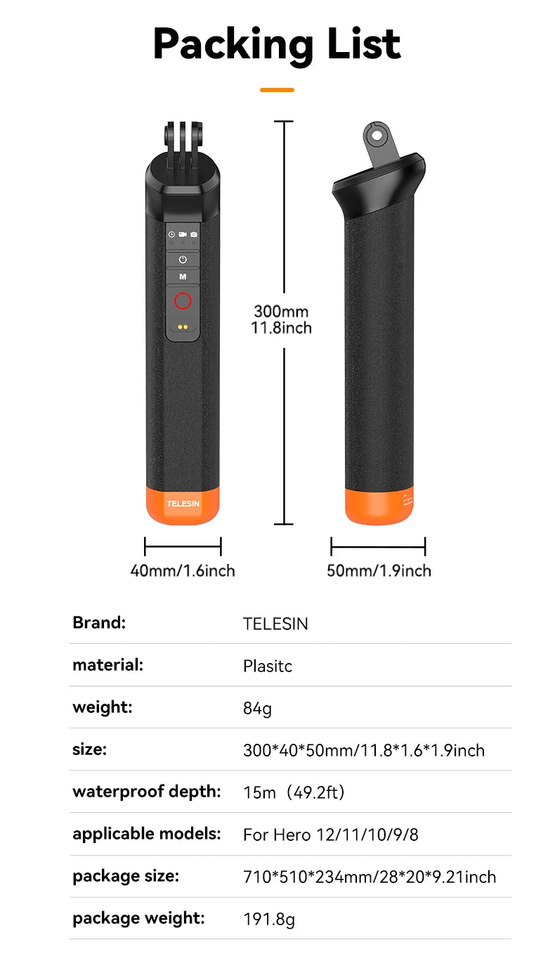 TELESIN Floating Selfie Stick with Remote for GoPro HERO - CameraHUB