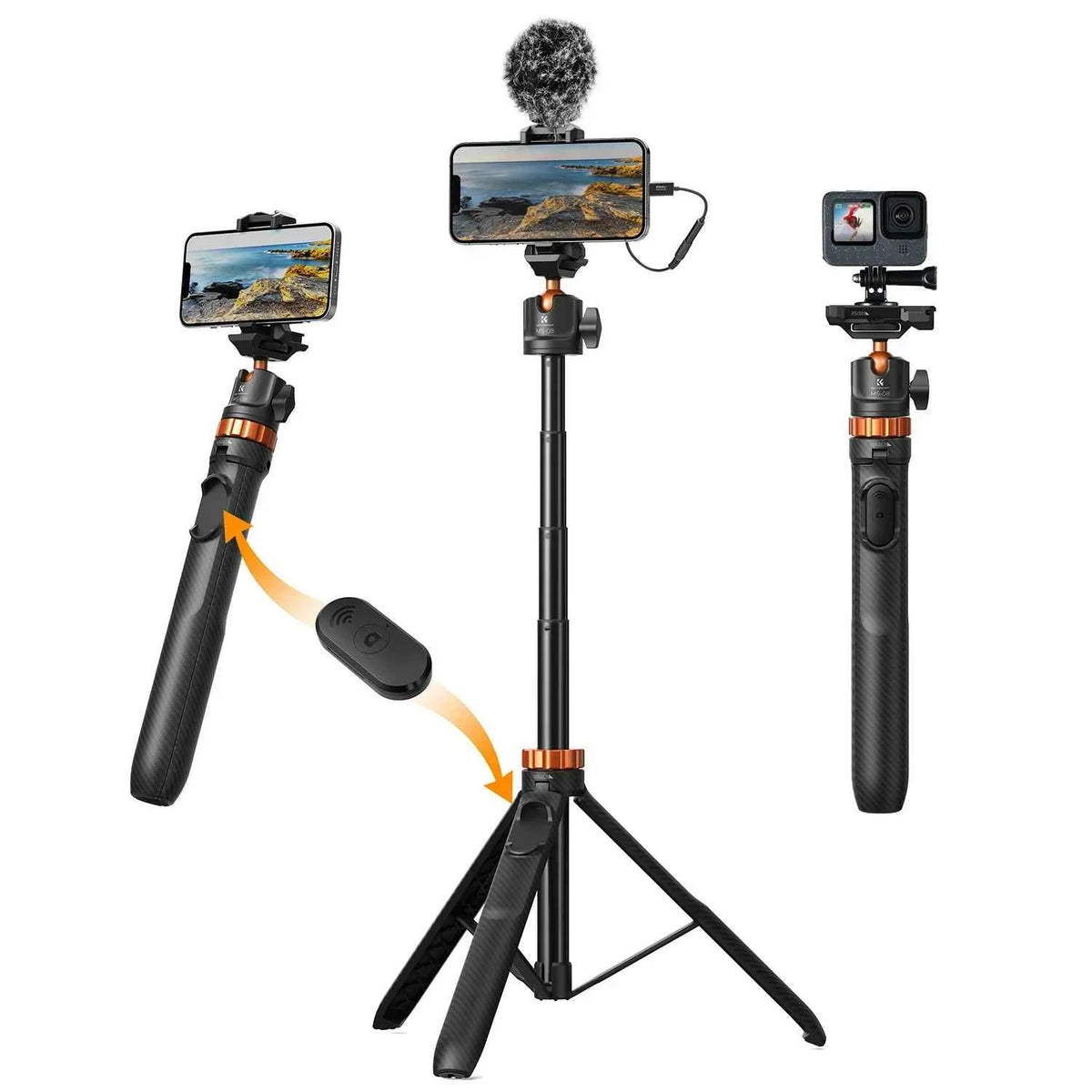 K&F Concept Tripod Selfie Stick with Bluetooth Remote