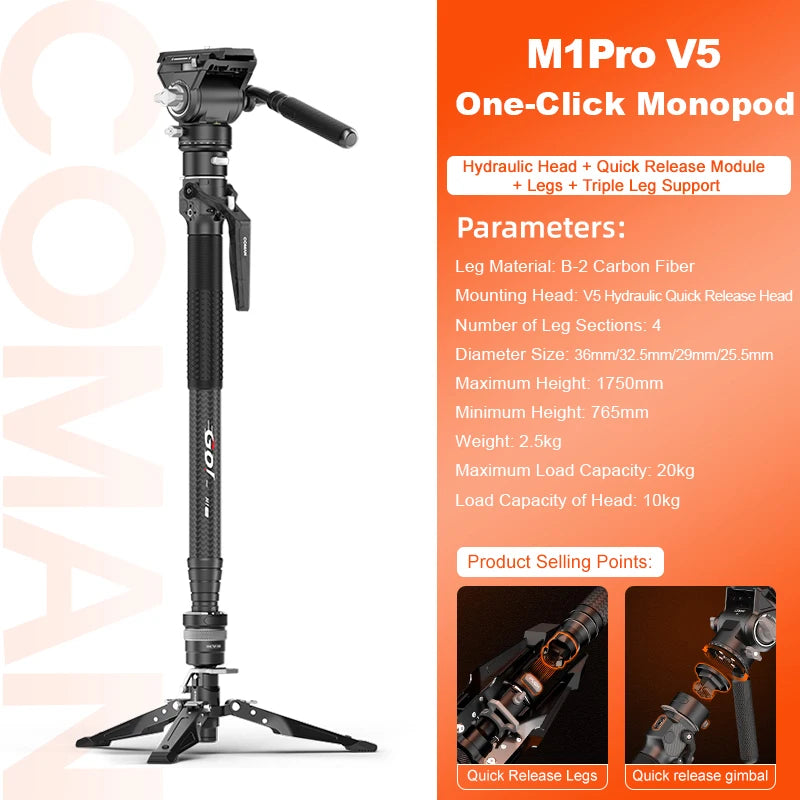 COMAN M1 Carbon Fibre Monopod Tripod