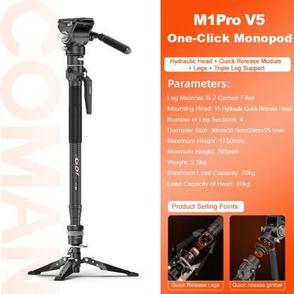 COMAN M1 Carbon Fibre Monopod Tripod
