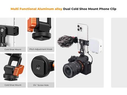 K&F Metal Phone Tripod Mount with Dual Cold Shoe