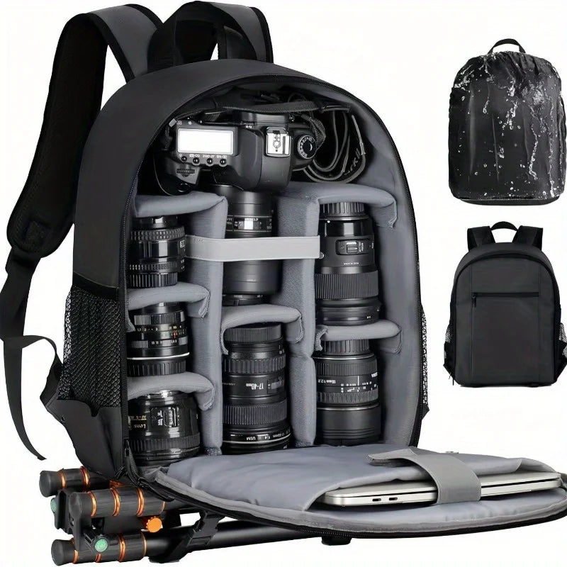 Waterproof DSLR Camera Backpack with Rain Cover & Laptop Compartment product image