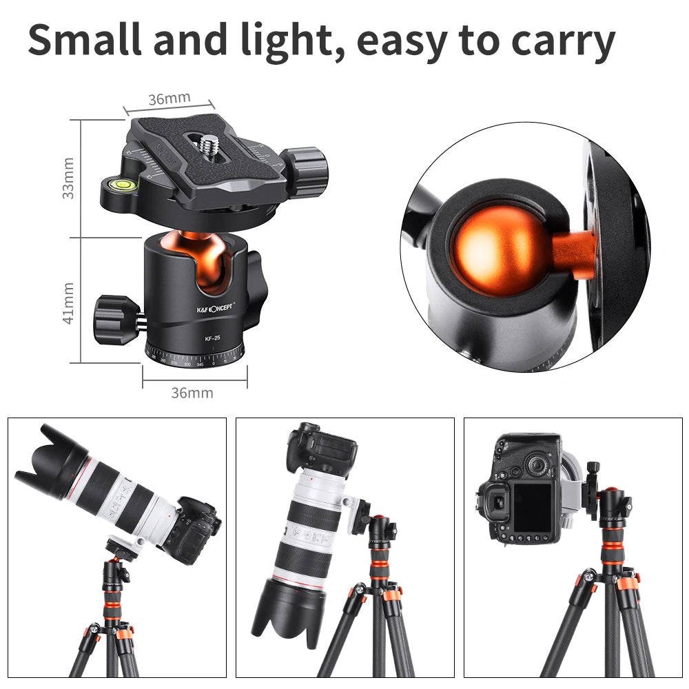 K&F 10kg Metal Tripod Ball Head with Quick Release Plate