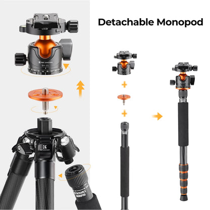 K&F A255C2 Carbon Fibre Tripod with 360 Degree Ball Head