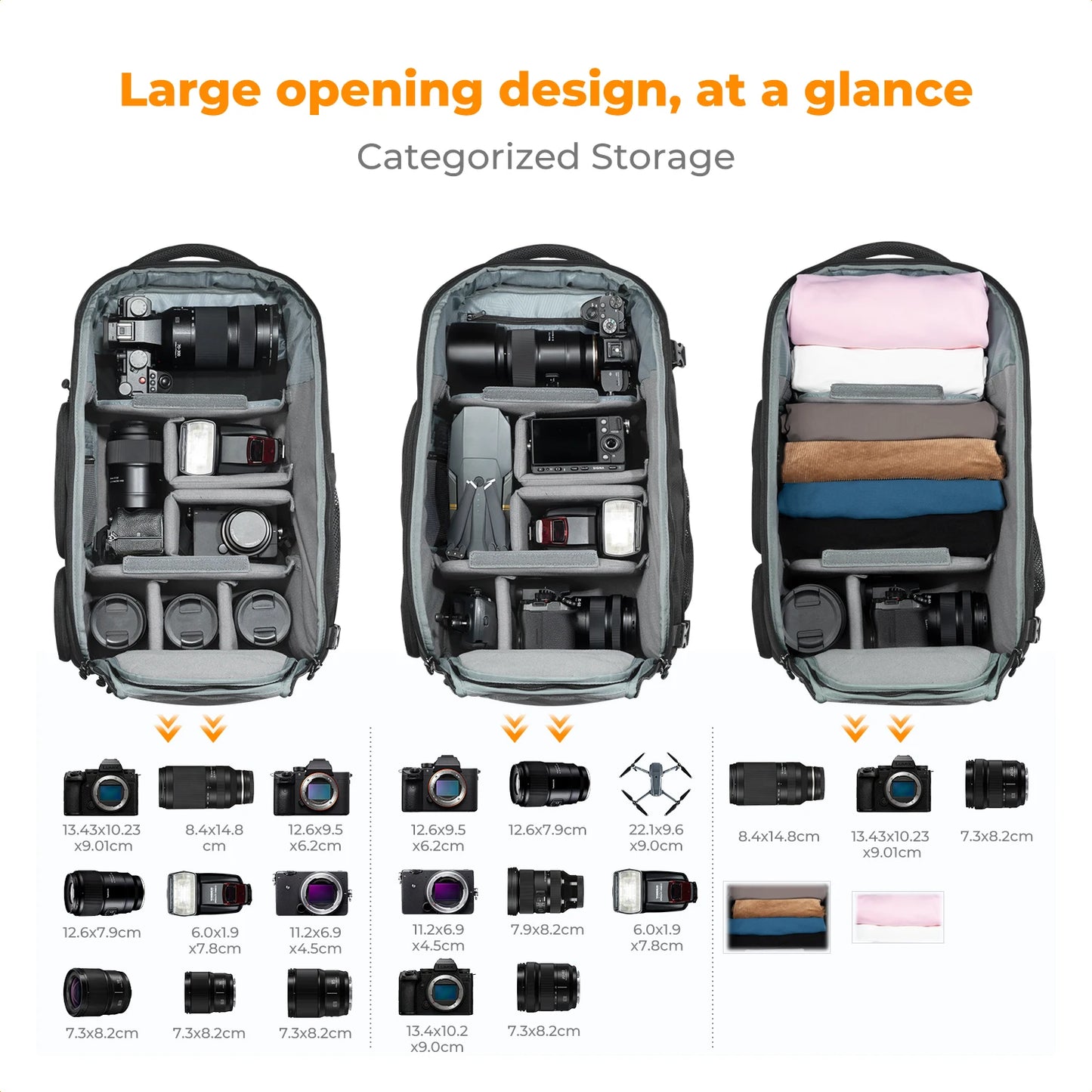 K&F Concept 25L/32L Large Camera Backpack with 15-Inch Laptop Compartment