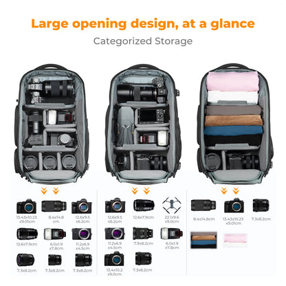 K&F Concept 25L/32L Large Camera Backpack with 15-Inch Laptop Compartment