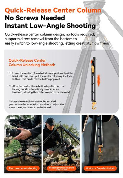 COMAN T1/T1S V5 Carbon Fibre Tripod with Video Head