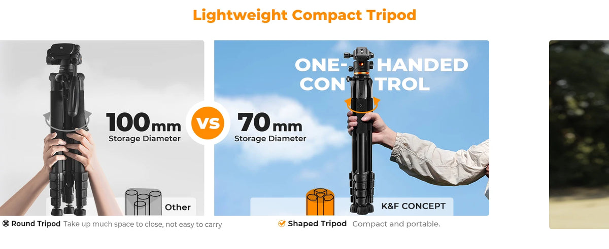 K&F S255A3 190cm Camera Tripod with Phone Clip and Remote