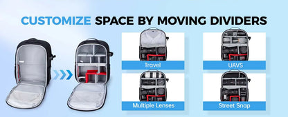 BAGSMART Expandable Camera Backpack with 15.6 Inch Laptop Compartment