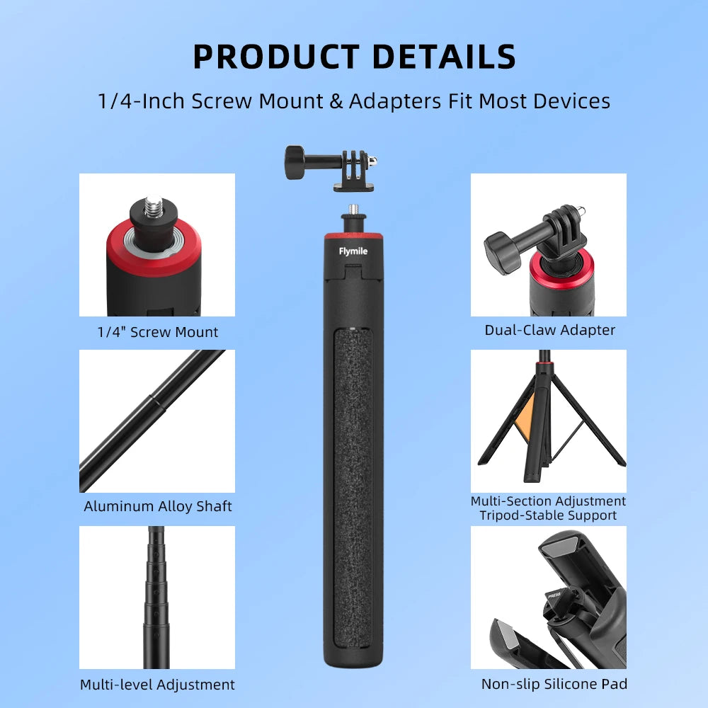 Flymile Extendable Vlog Tripod Handle for Action Cameras