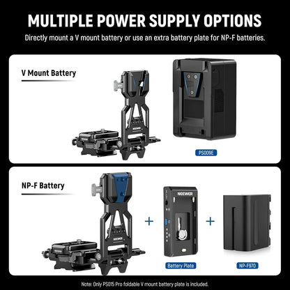 NEEWER Foldable V-Mount Battery Plate with Arca-Type Baseplate