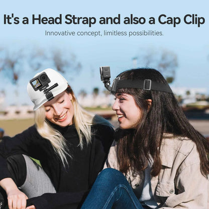 TELESIN 2-in-1 Action Camera Head Strap & Hat Clip