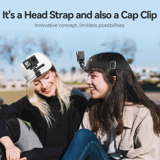 TELESIN 2-in-1 Action Camera Head Strap & Hat Clip