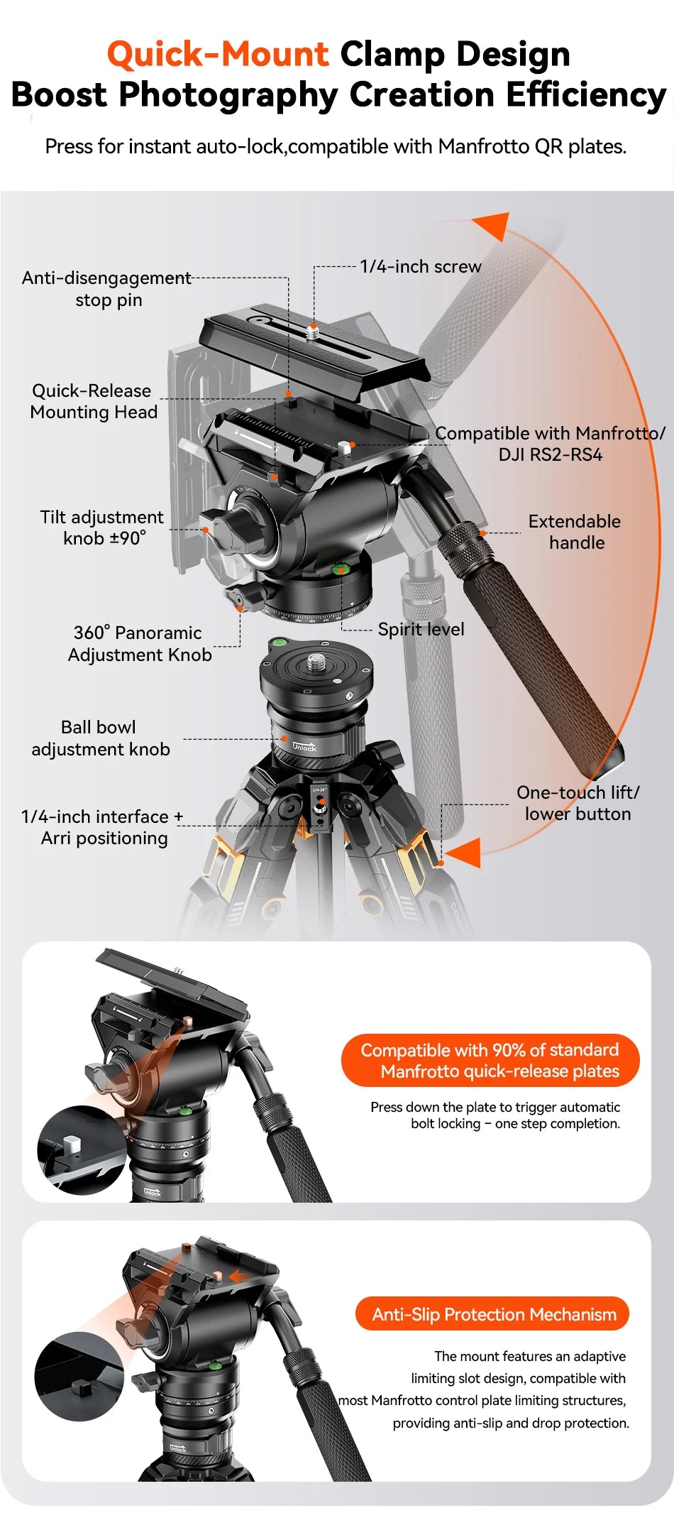COMAN T1/T1S V5 Carbon Fibre Tripod with Video Head