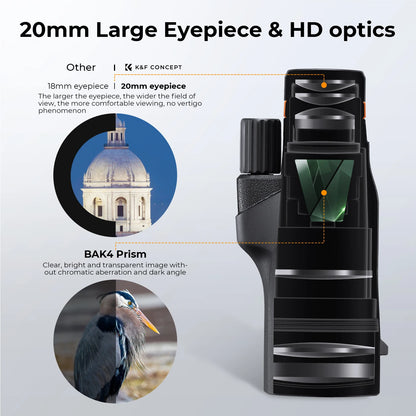 K&F Concept 12x50 BAK4 Monocular with Phone Holder & Tripod