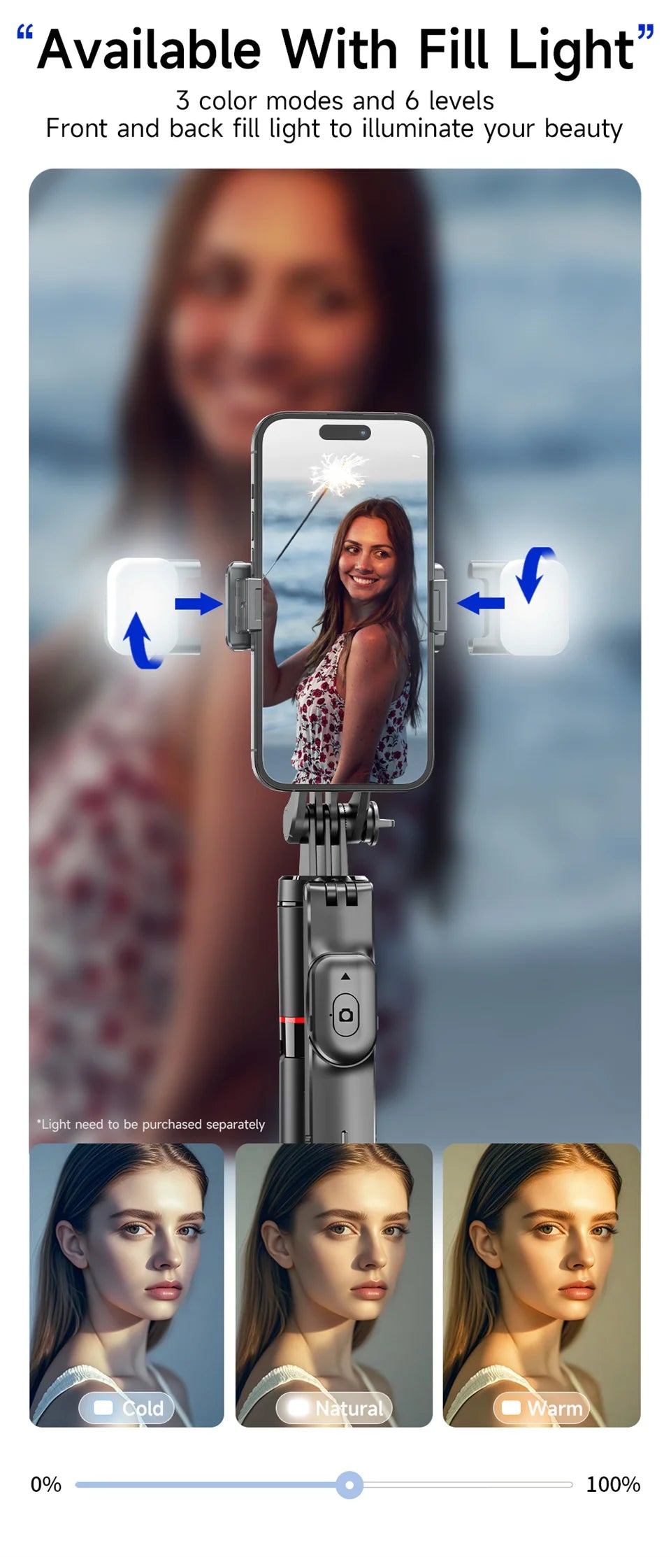 MEUYAG F16 170cm Selfie Stick Tripod with Fill Light