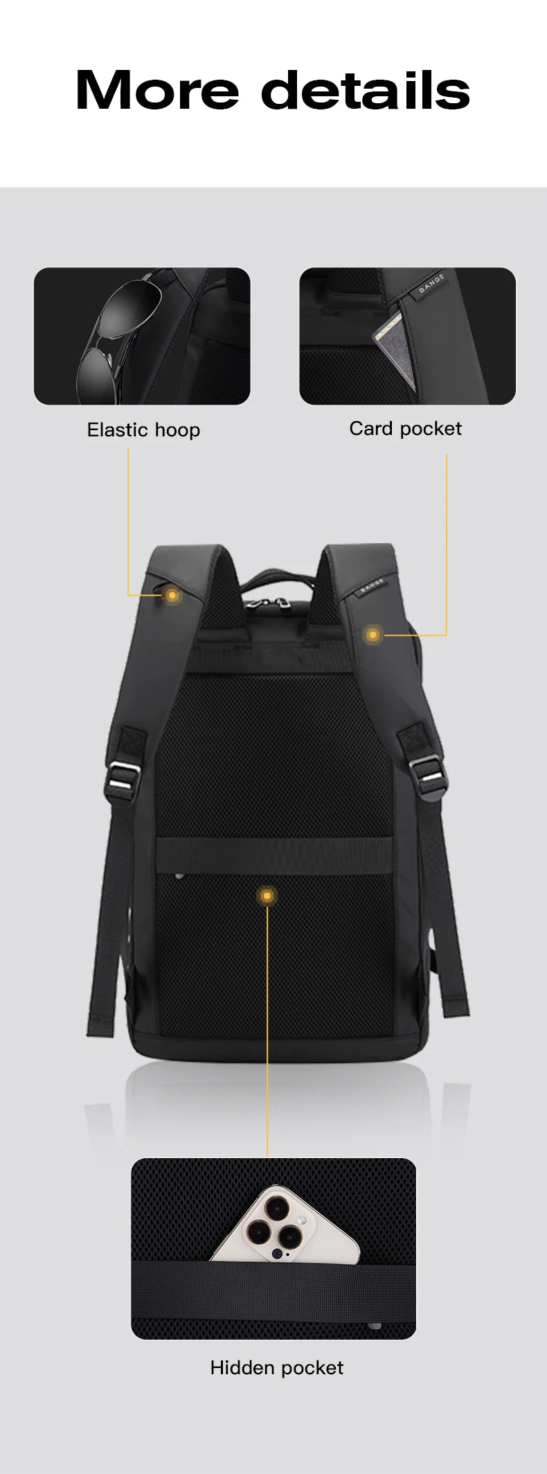 BANGE Large Travel Backpack with Shoe Compartment