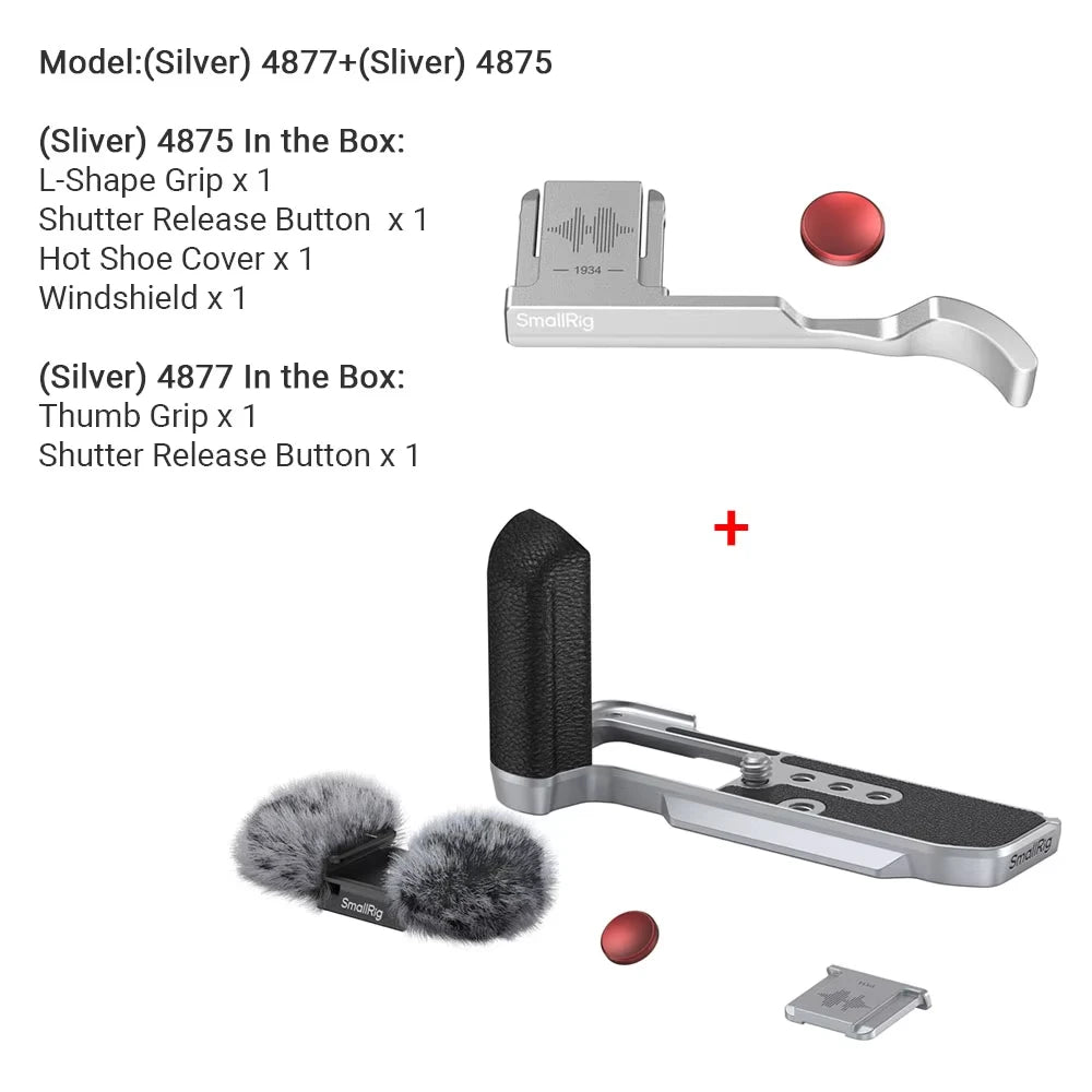 SmallRig L-Shape Mount Plate with Silicone Handle for Fujifilm X-M5 - (Black) 4876 Kit