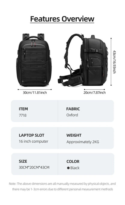 Professional Camera & Drone Backpack with 16-inch Laptop Compartment