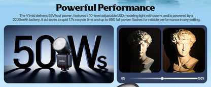 Godox V1 Mid TTL Li-Ion Round Head Camera Flash - V1 mid UK