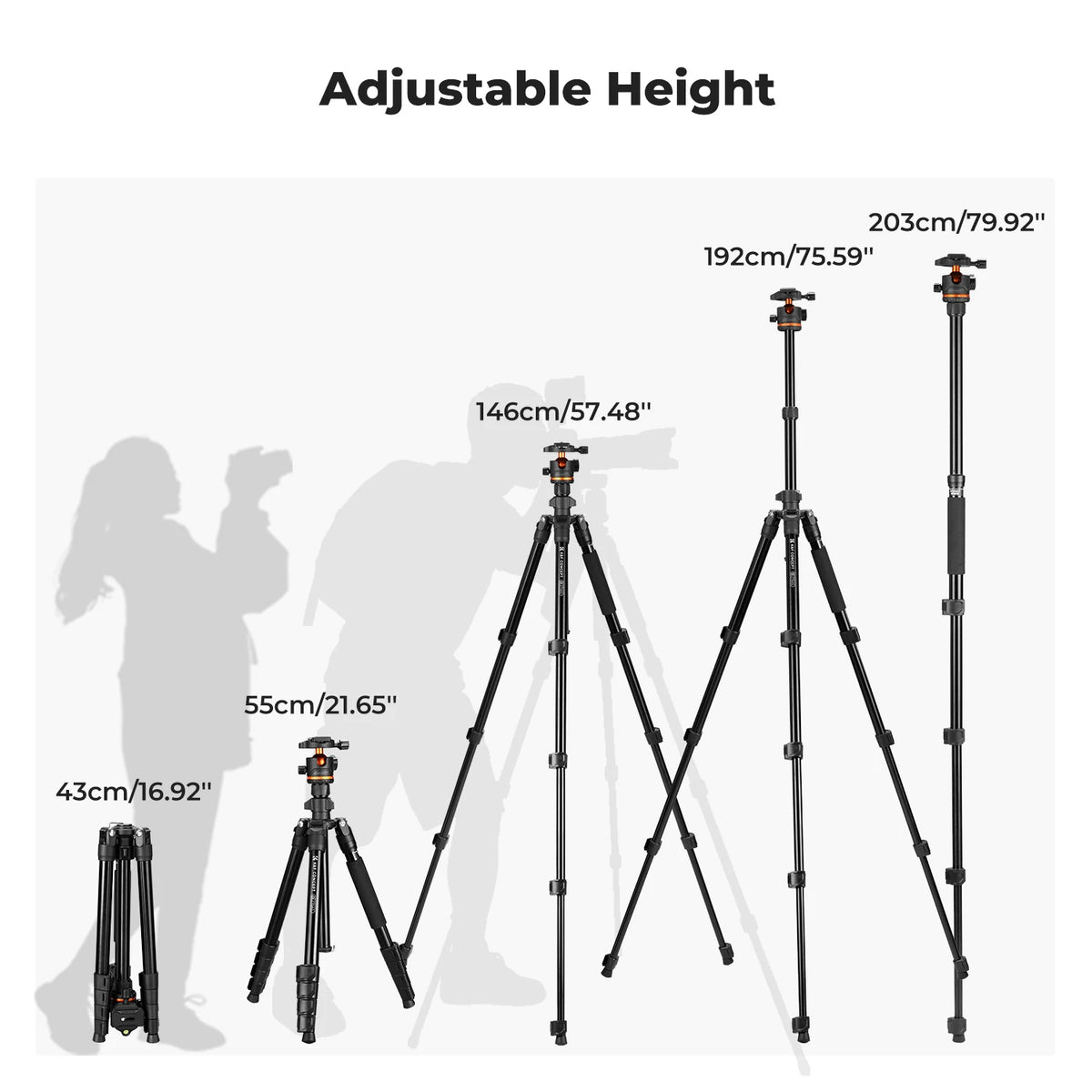K&F O275A5 192cm Detachable Monopod Camera Tripod