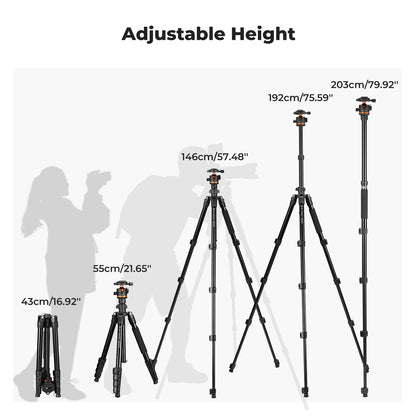 K&F O275A5 192cm Detachable Monopod Camera Tripod