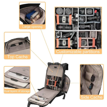 Besnfoto Waterproof Rolltop Camera Backpack