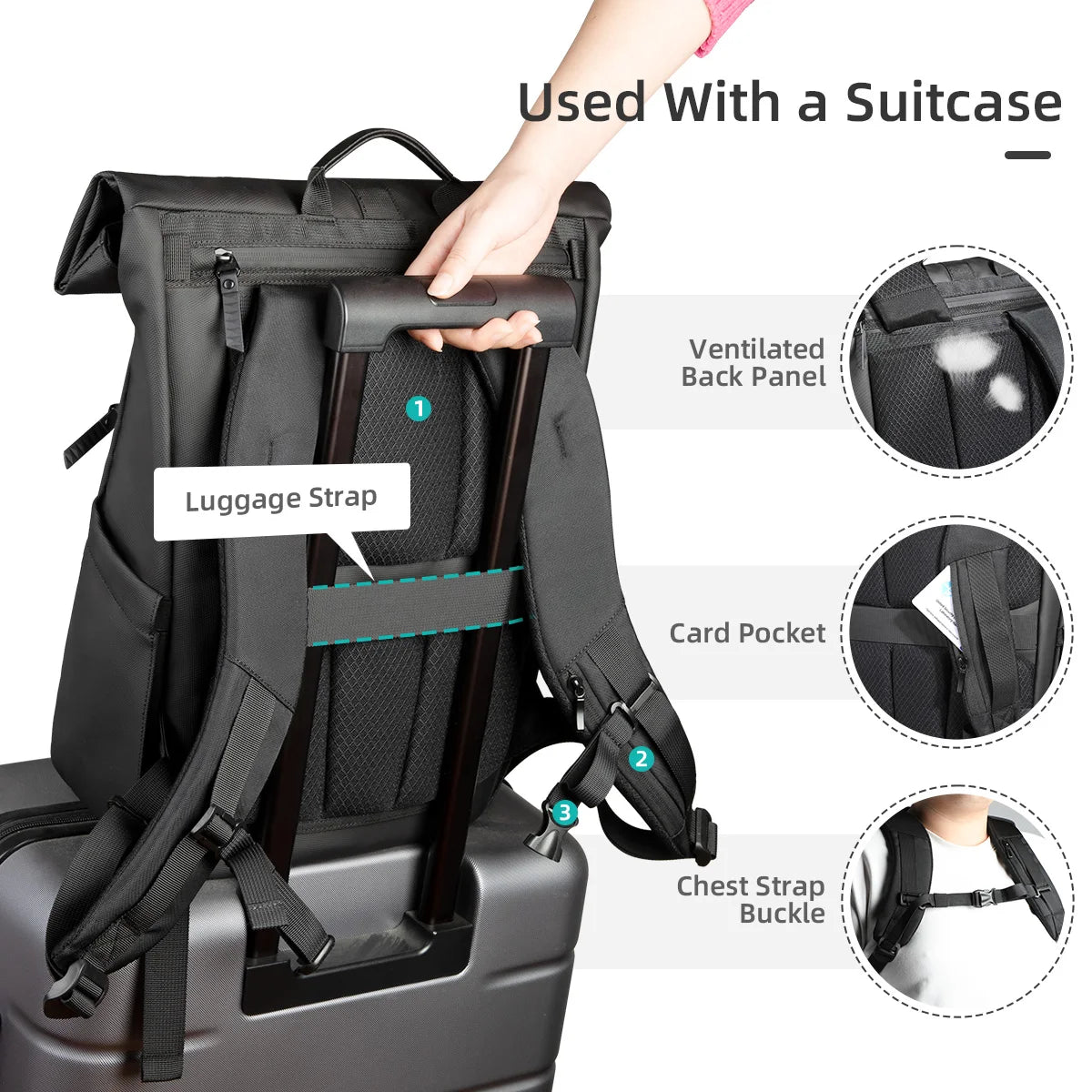 Heroic Knight Expandable Rolltop Laptop Backpack