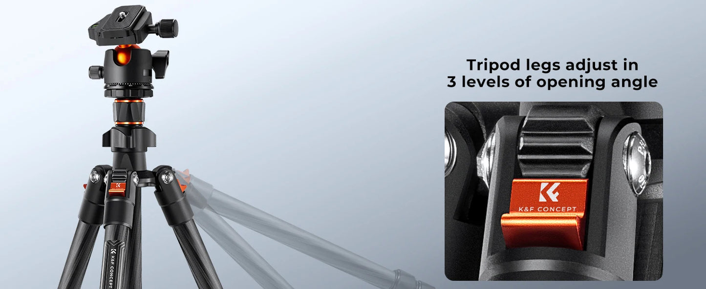 K&F Concept K254C2 64-Inch Carbon Fibre Tripod