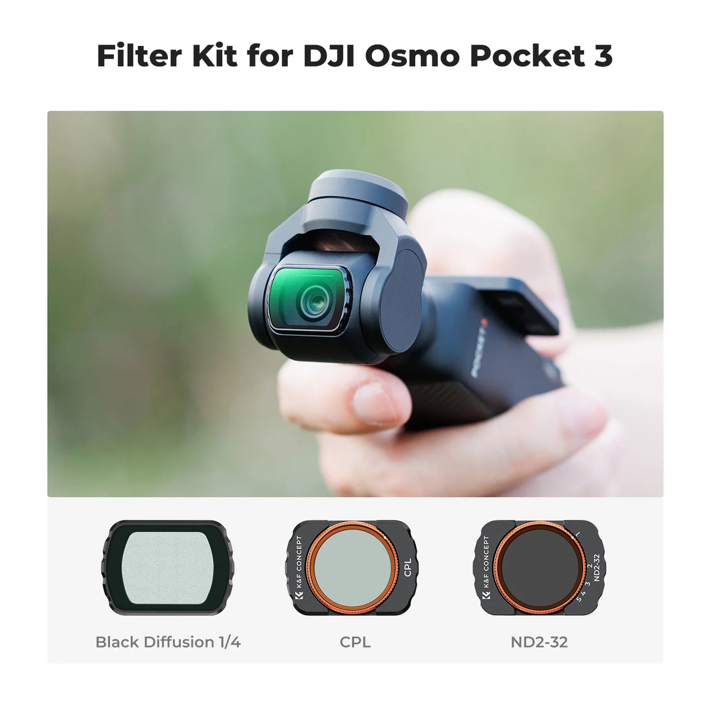 K&F Concept DJI Osmo Pocket 3 Filter & Lens Kit - 1 Black Mist 1-8