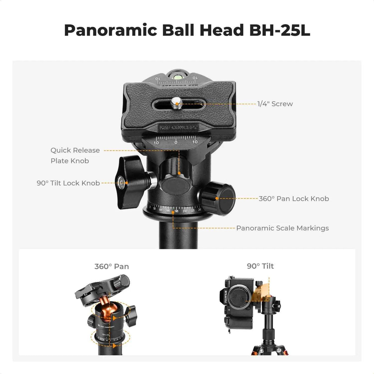K&F S225A0 52cm Mini Desktop Tripod with Ball Head