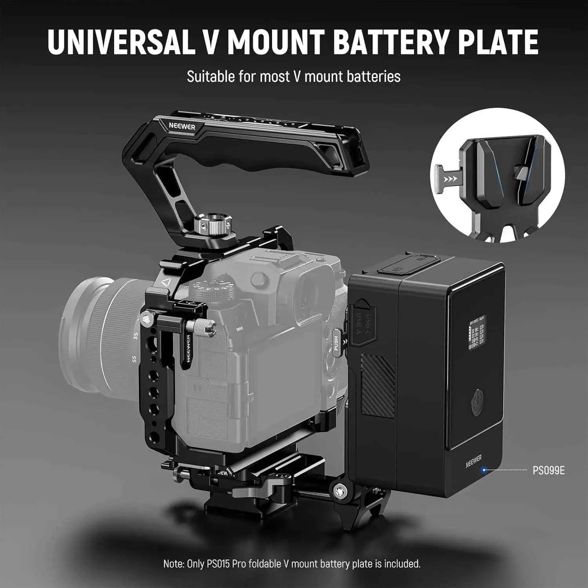 NEEWER Foldable V-Mount Battery Plate with Arca-Type Baseplate