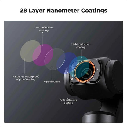 K&F CONCEPT Sports Camera Filters for DJI Osmo Pocket 4 3 Wide Angle Lens 3 Pack Effect Filter Adjustable 2 in 1 Optional Filter