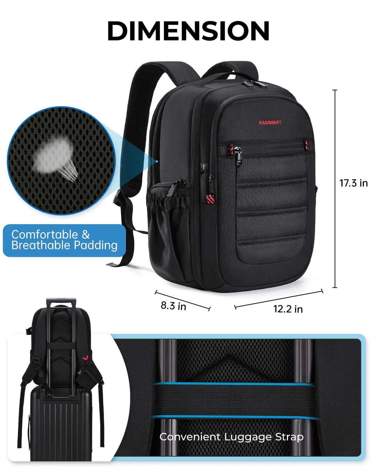 BAGSMART Expandable Camera Backpack with 15.6 Inch Laptop Compartment