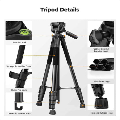 K&F S255A3 190cm Lightweight Camera Tripod