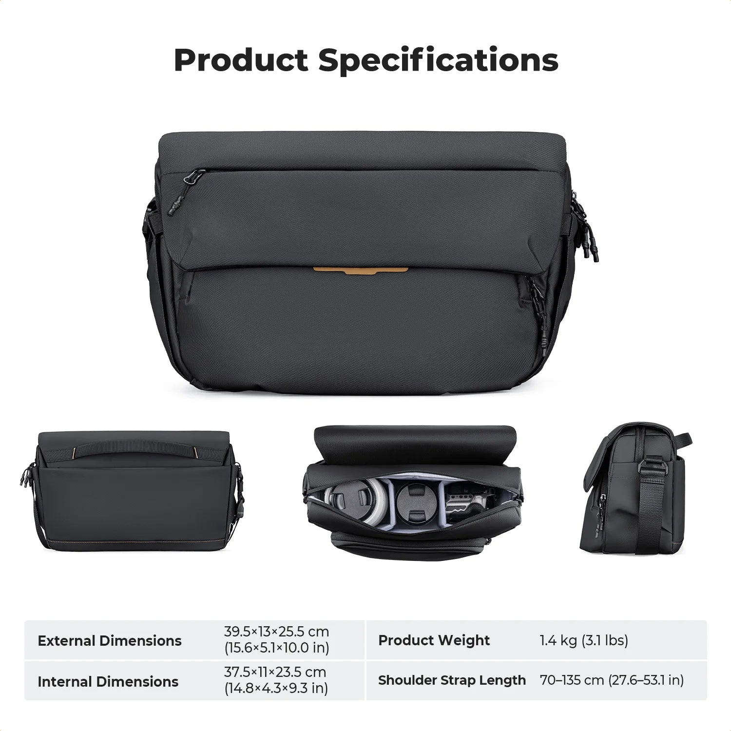 K&F Concept 15L Camera Sling Bag for DSLR & Mirrorless Cameras