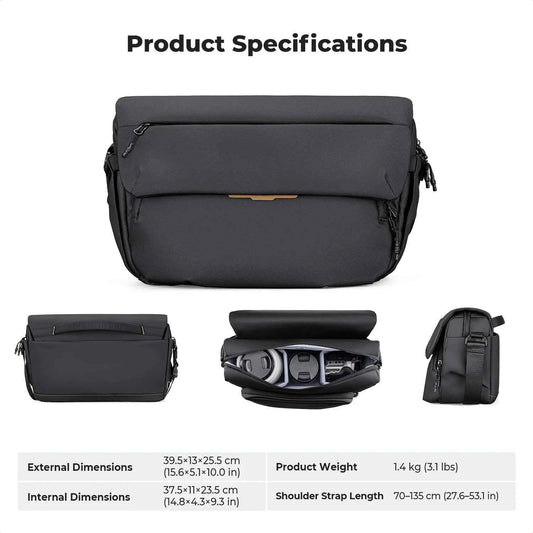 K&F CONCEPT 15L Large Camera Sling Bag Waterproof Travel Photography Shoulder Bag For Nikon Canon Sony Camera Case Tripod Holder