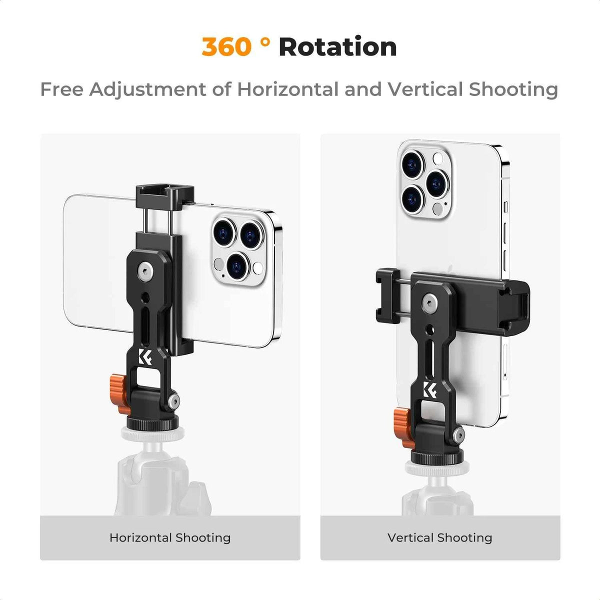K&F Metal Phone Tripod Mount with Dual Cold Shoe