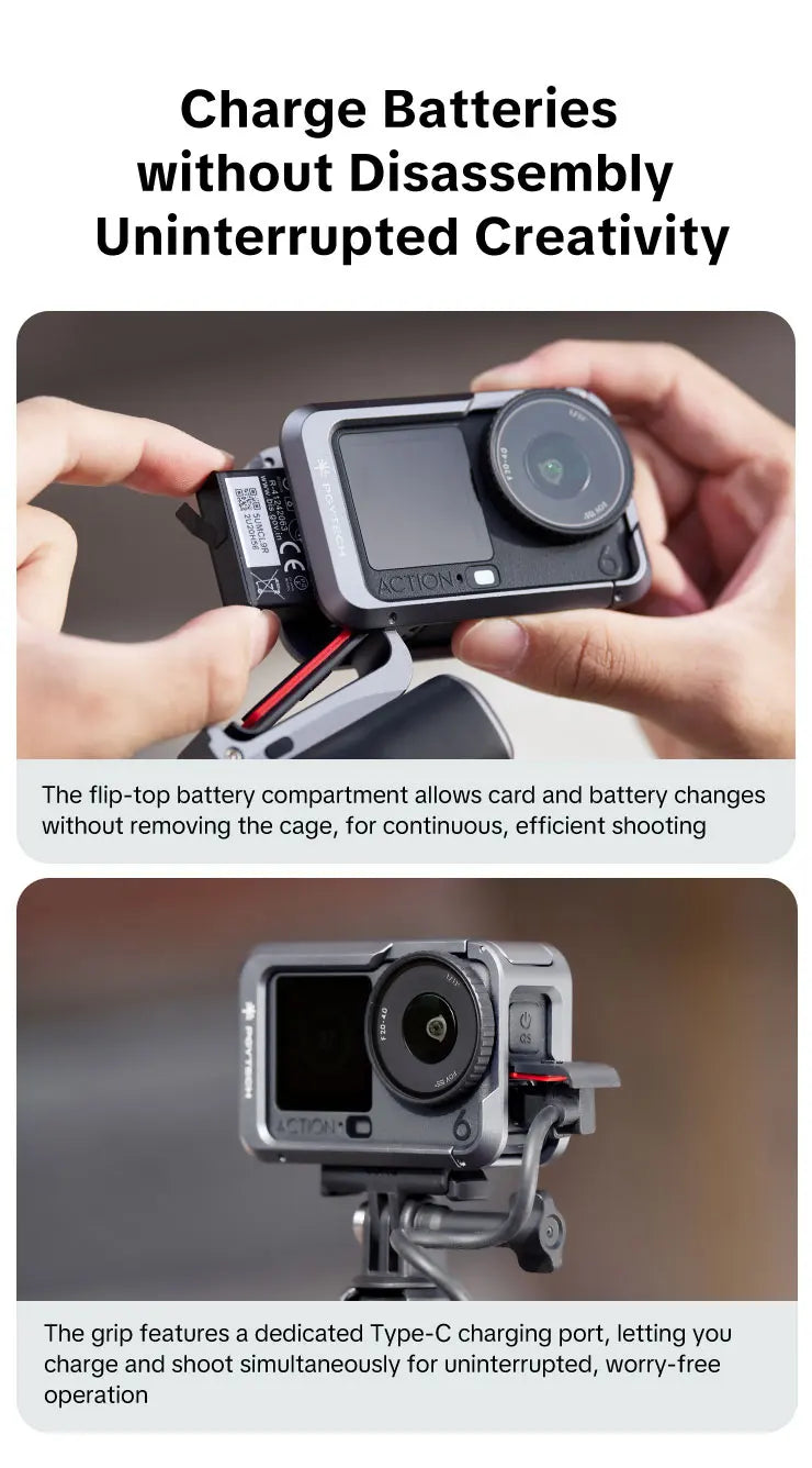 PGYTECH Camera Cage & StreetPro Grip Kit for DJI Osmo Action 6