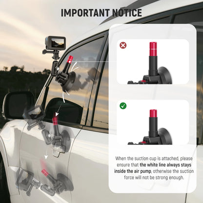 NEEWER Triple Suction Cup Car Mount Kit for Action Cameras