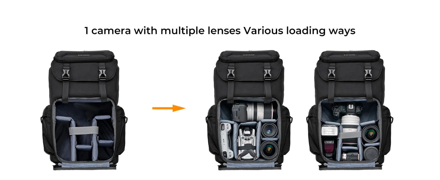 K&F Concept 25L Camera Backpack with 15.6-Inch Laptop Compartment